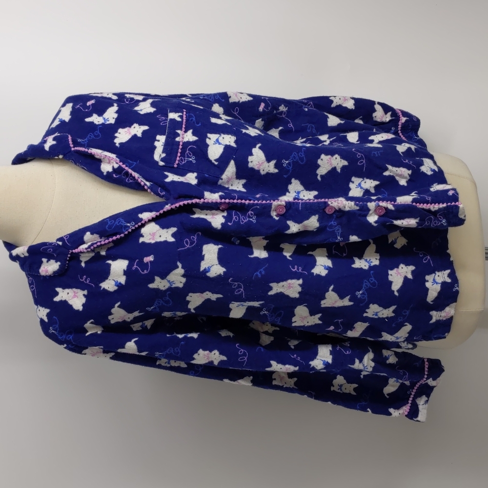 Intimate Essentials flannel pajama top w scotties-sz L